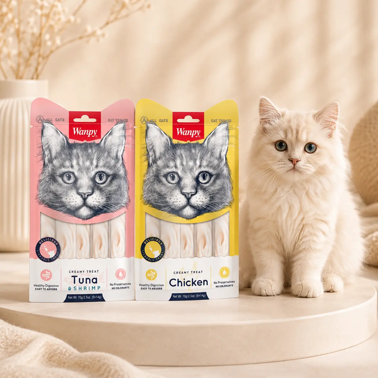 Wanpy lickable cat treat sachet