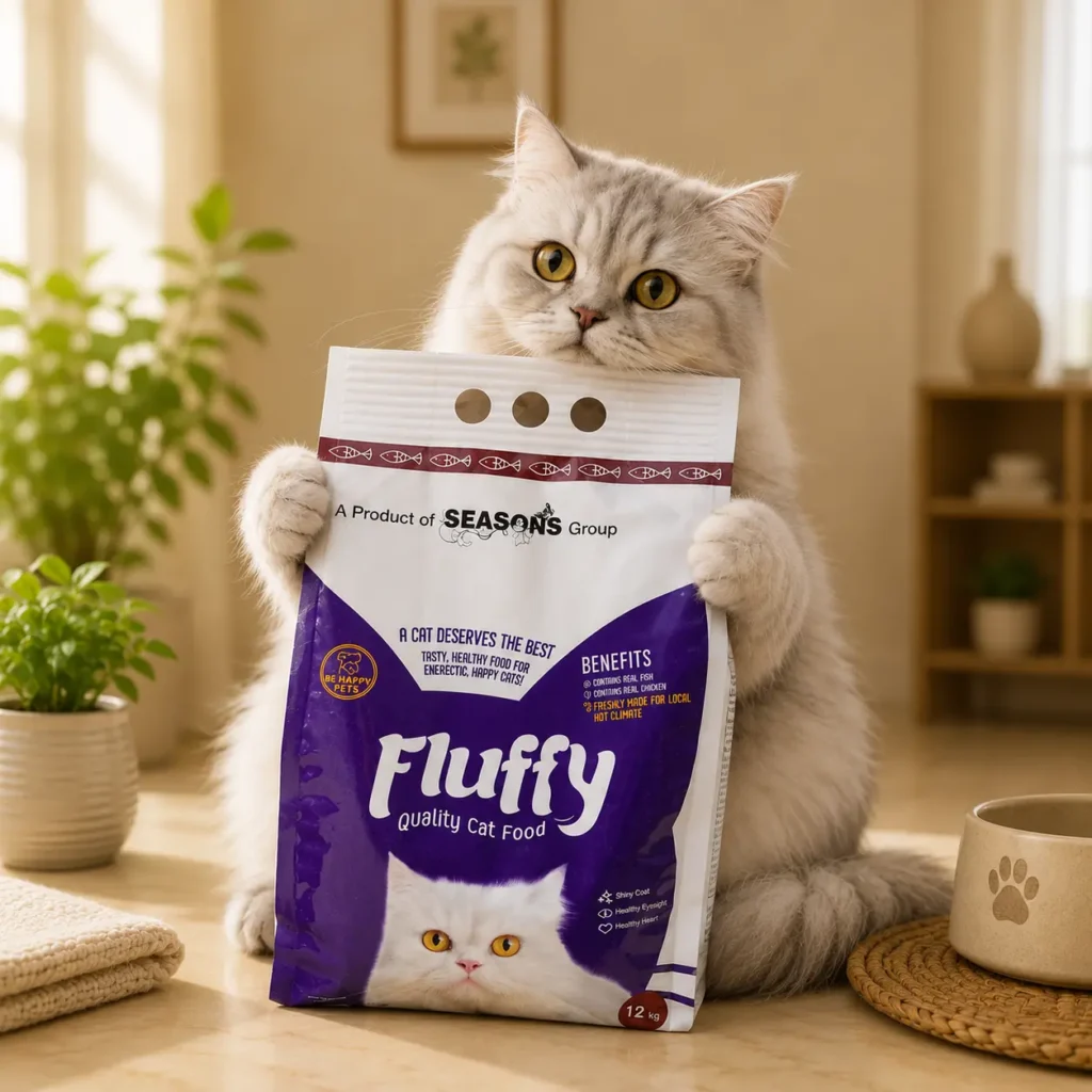 Fluffy dry cat food for healthy adult cats