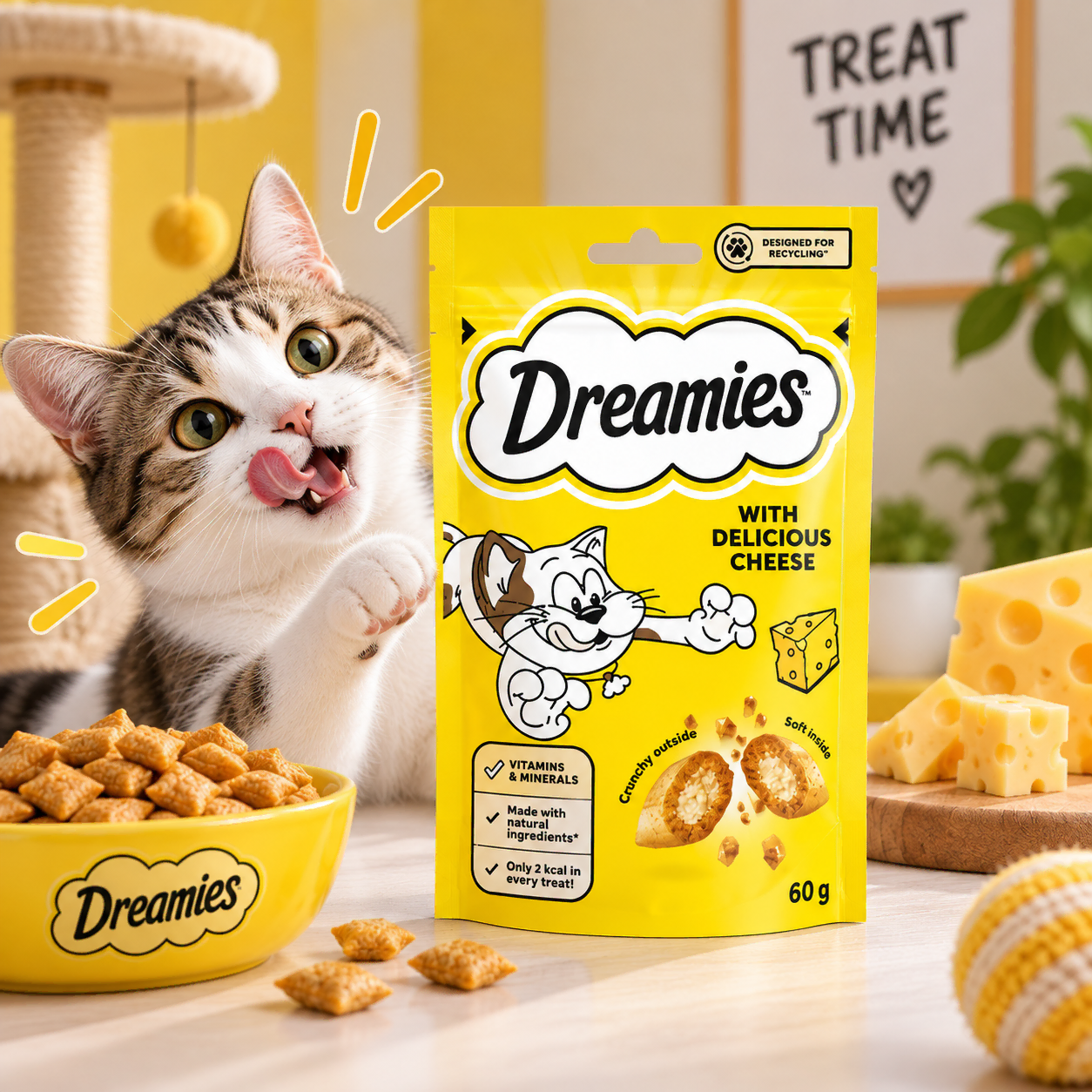 Dreamies cheese-flavour cat biscuits